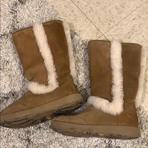 Tall Beige Sundance Uggs with Arctic Grip Soles